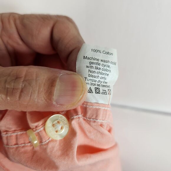 J. Crew Mens Size Large Quality Woven Cotton Button Down Shirt Peach Long Sleeve - Picture 6 of 7